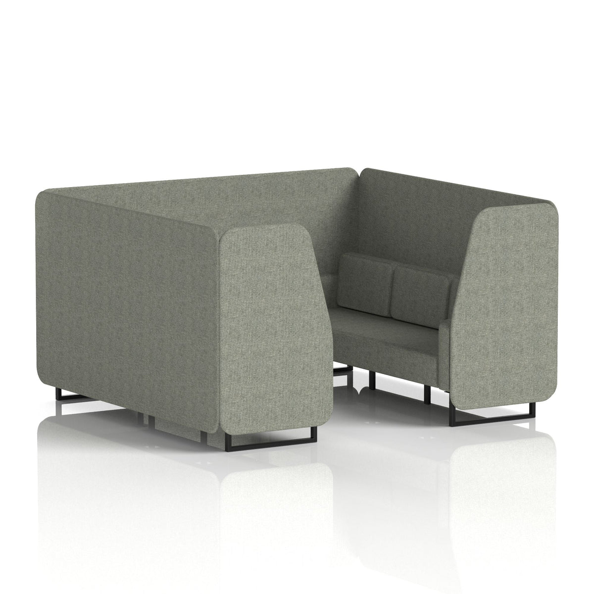 Commercial 6 Seater Privacy Booth – Single Tone – Crib 5 Rivet - Vitreous Panels And Sofa Black - Industrious Decor