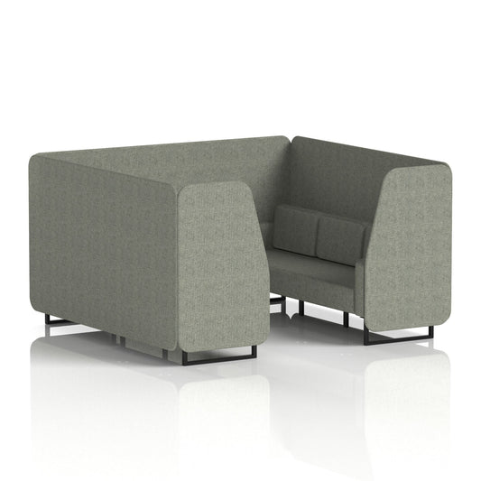 Commercial 6 Seater Privacy Booth – Single Tone – Crib 5 Rivet - Vitreous Panels And Sofa Black - Industrious Decor