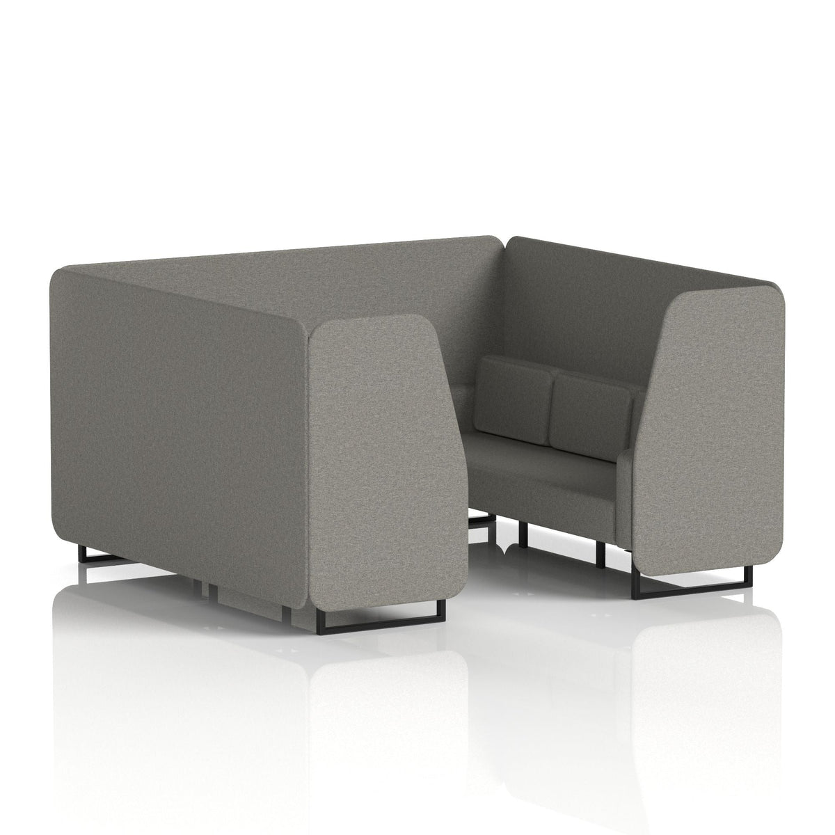 Commercial 6 Seater Privacy Booth – Single Tone – Crib 5 X2 - Number Panels And Sofa Black - Industrious Decor
