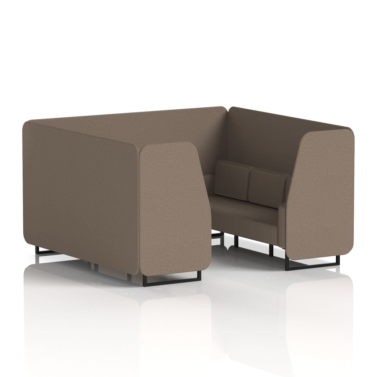 Commercial 6 Seater Privacy Booth – Single Tone – Crib 5 X2 - Theory Panels And Sofa Black - Industrious Decor