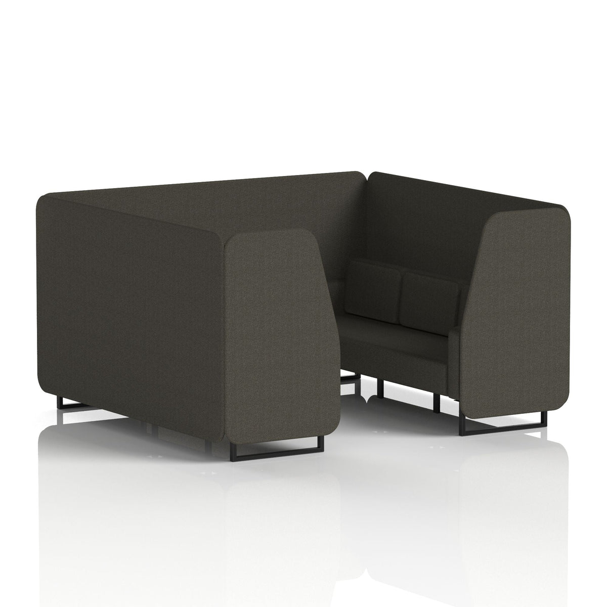 Commercial 6 Seater Privacy Booth – Single Tone – Crib 5 Main Line Flax - Temple Panels And Sofa Black - Industrious Decor