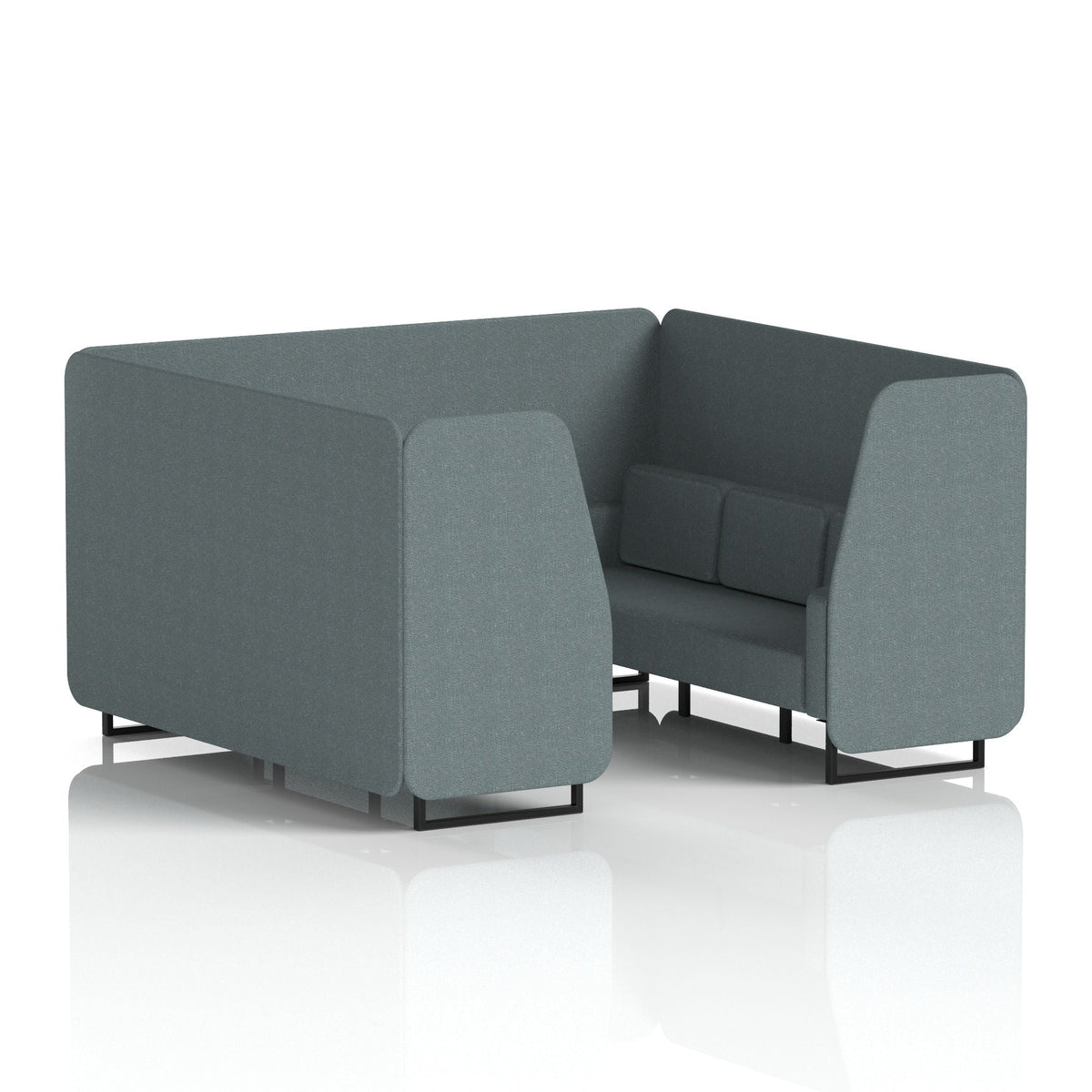 Commercial 6 Seater Privacy Booth – Single Tone – Crib 5 Main Line Flax - Westminster Panels And Sofa Black - Industrious Decor