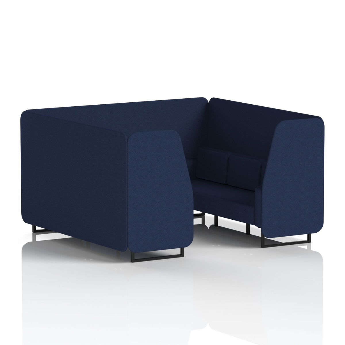 Commercial 6 Seater Privacy Booth – Single Tone – Crib 5 Synergy - Alike Panels And Sofa Black - Industrious Decor