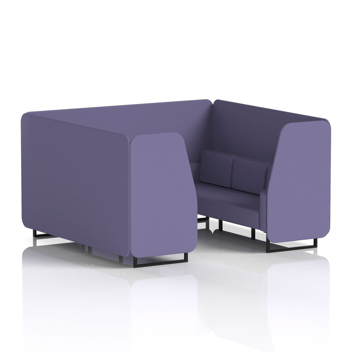 Commercial 6 Seater Privacy Booth – Single Tone – Crib 5 Synergy - Order Panels And Sofa Black - Industrious Decor