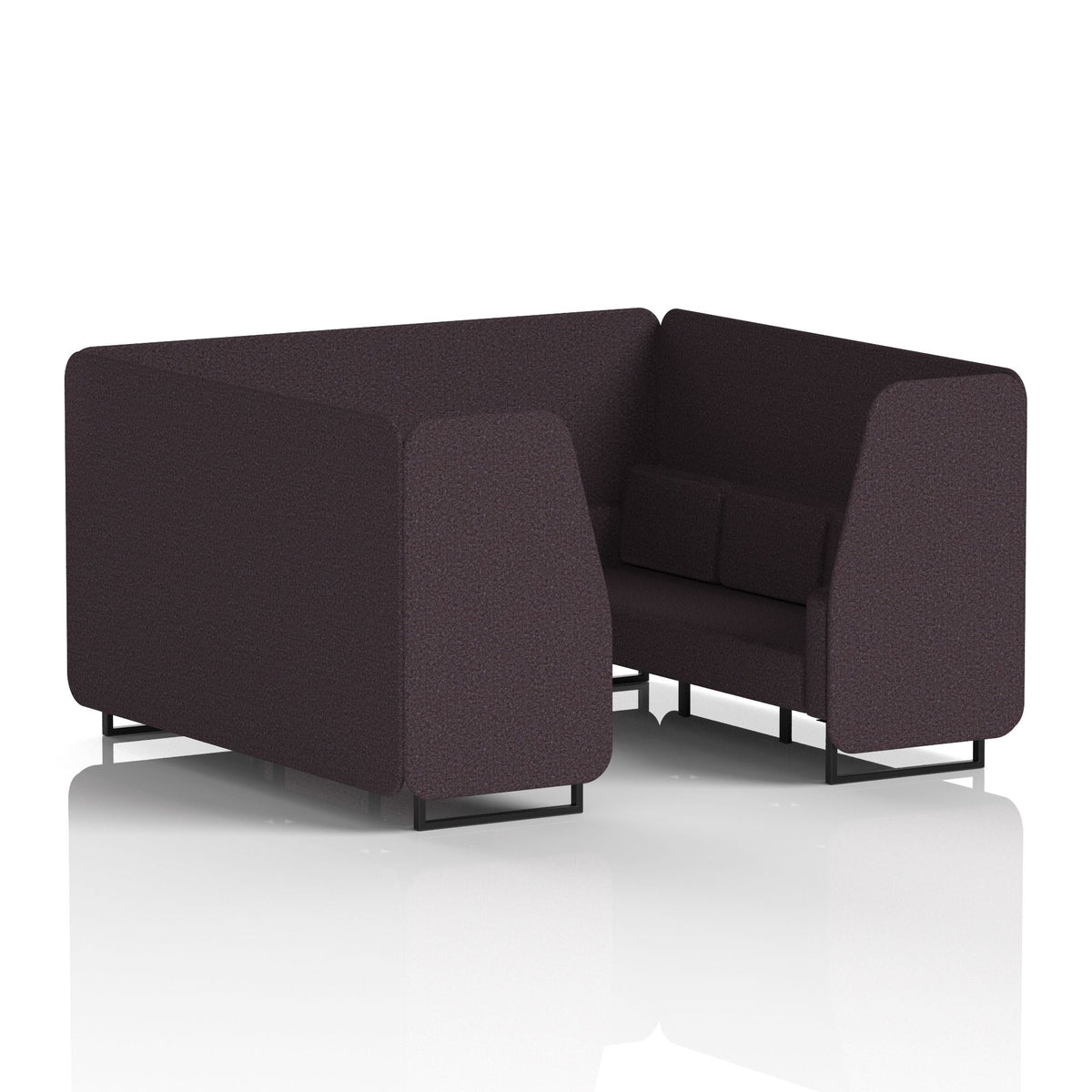 Commercial 6 Seater Privacy Booth – Single Tone – Crib 5 Synergy - Wed Panels And Sofa Black - Industrious Decor