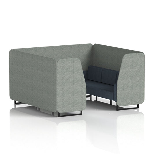 Commercial 6 Seater Privacy Booth – Two Tone – Crib 5 Rivet - Prime Panels And Crucible Sofa Black - Industrious Decor