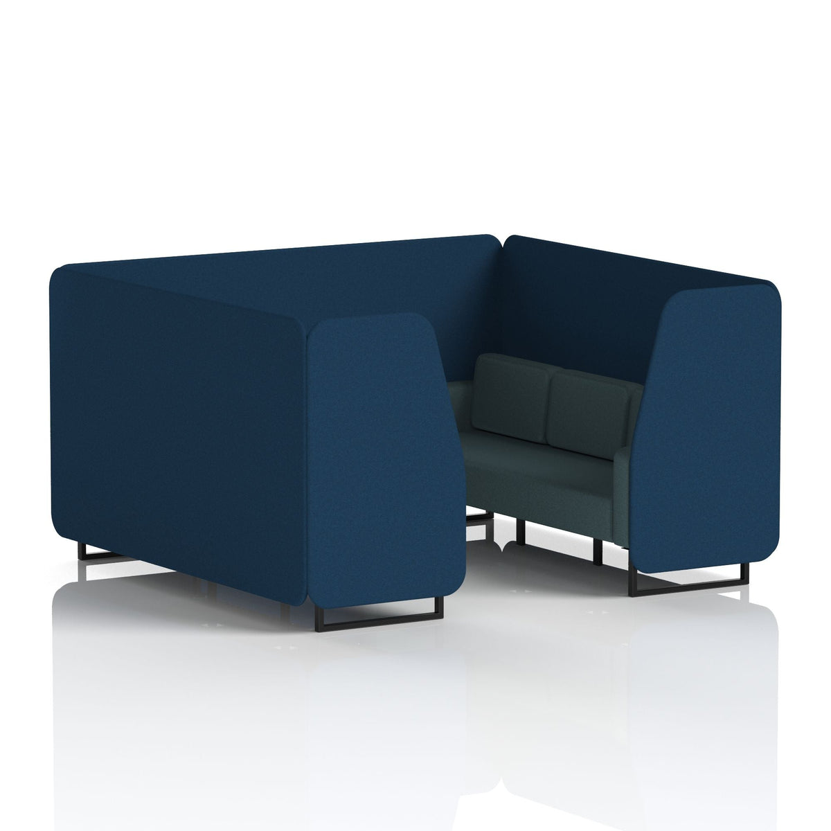 Commercial 6 Seater Privacy Booth – Two Tone – Crib 5 X2 - Calculus Panels And Polygon Sofa Black - Industrious Decor