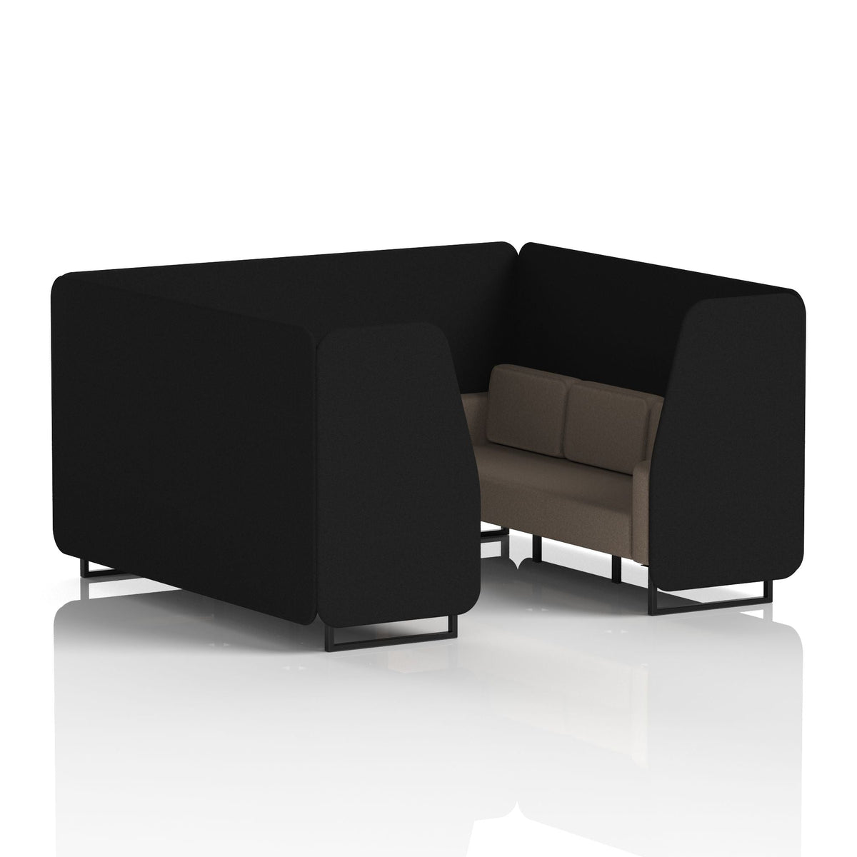 Commercial 6 Seater Privacy Booth – Two Tone – Crib 5 X2 - Diameter Panels And Theory Sofa Black - Industrious Decor