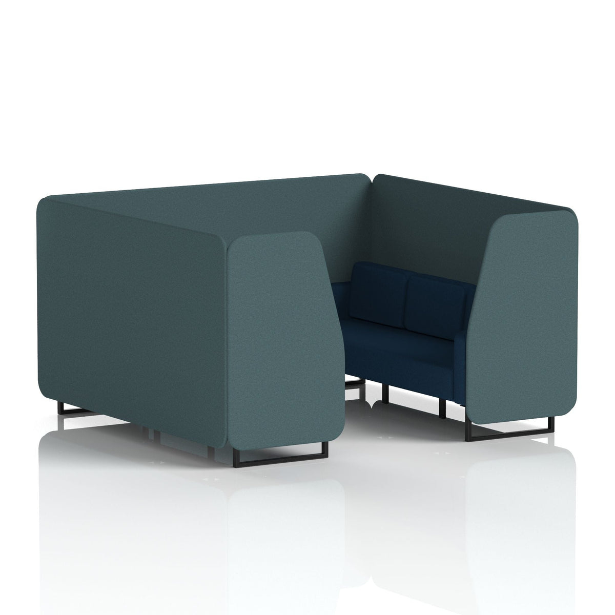 Commercial 6 Seater Privacy Booth – Two Tone – Crib 5 X2 - Polygon Panels And Calculus Sofa Black - Industrious Decor