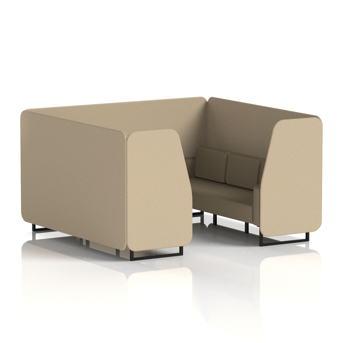 Commercial 6 Seater Privacy Booth – Two Tone – Crib 5 Main Line Flax - Upminster Panels And Bank Sofa Black - Industrious Decor