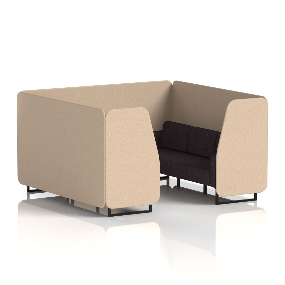 Commercial 6 Seater Privacy Booth – Two Tone – Crib 5 Synergy - Affix Panels And Wed Sofa Black - Industrious Decor
