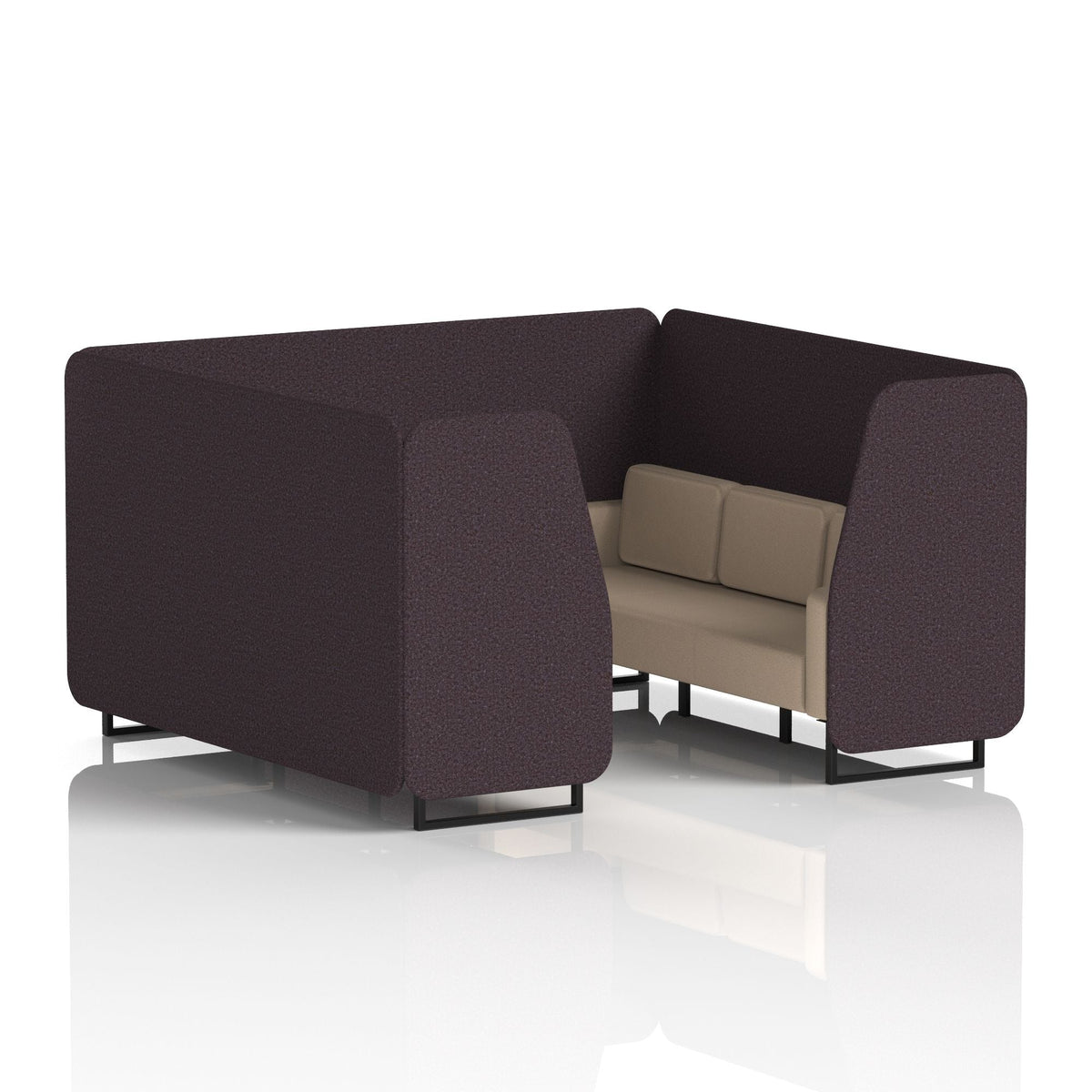 Commercial 6 Seater Privacy Booth – Two Tone – Crib 5 Synergy - Wed Panels And Affix Sofa Black - Industrious Decor