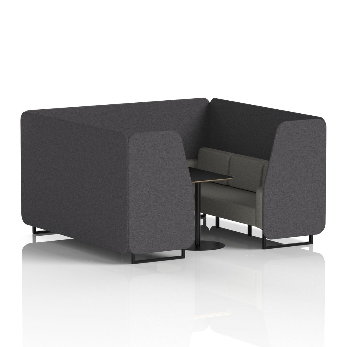 Commercial 6 Seater Privacy Booth with Black Table – Two Tone – Crib 5 X2 - Arithmetic Panels And Number Sofa Black - Industrious Decor
