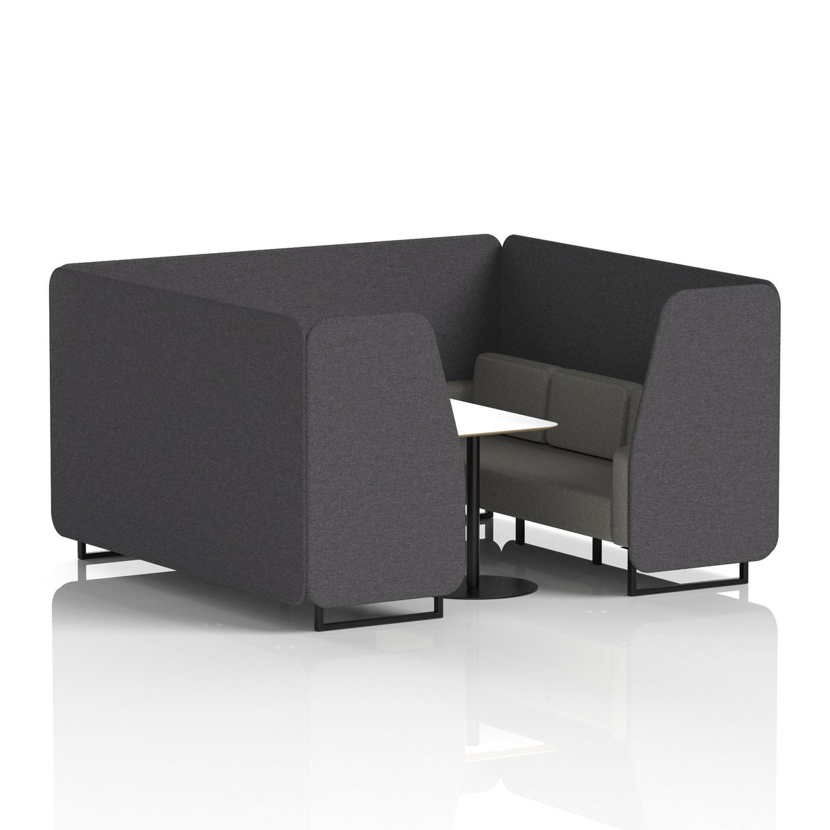 Commercial 6 Seater Privacy Booth with White Table – Two Tone – Crib 5 X2 - Arithmetic Panels And Number Sofa Black - Industrious Decor