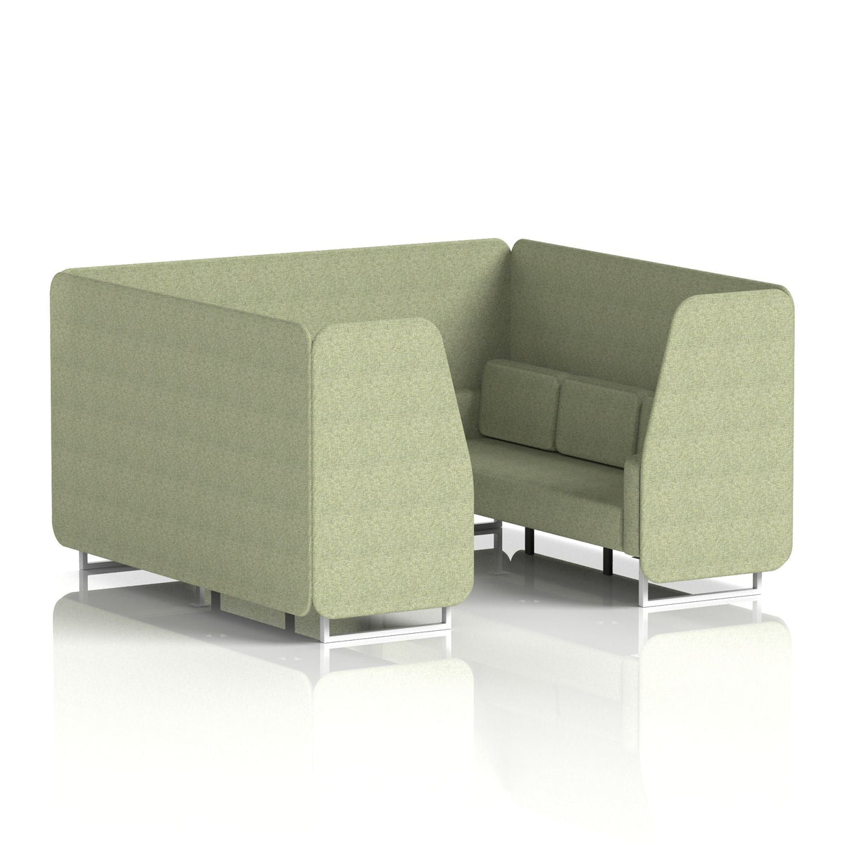 Commercial 6 Seater Privacy Booth – Single Tone – Crib 5 Rivet - Burnish Panels And Sofa White - Industrious Decor