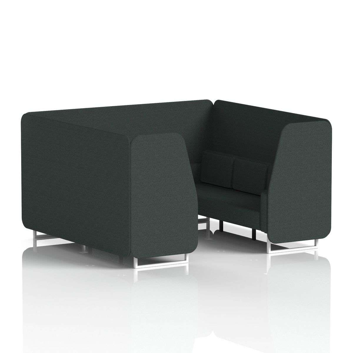 Commercial 6 Seater Privacy Booth – Single Tone – Crib 5 Rivet - Charcoal Panels And Sofa White - Industrious Decor