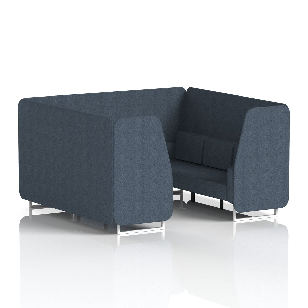 Commercial 6 Seater Privacy Booth – Single Tone – Crib 5 Rivet - Crucible Panels And Sofa White - Industrious Decor