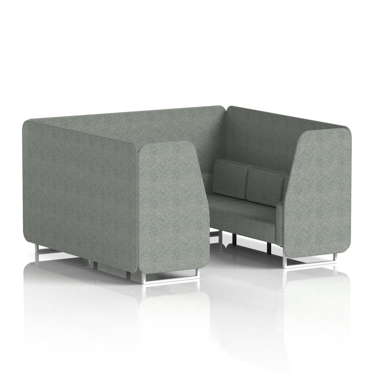 Commercial 6 Seater Privacy Booth – Single Tone – Crib 5 Rivet - Prime Panels And Sofa White - Industrious Decor