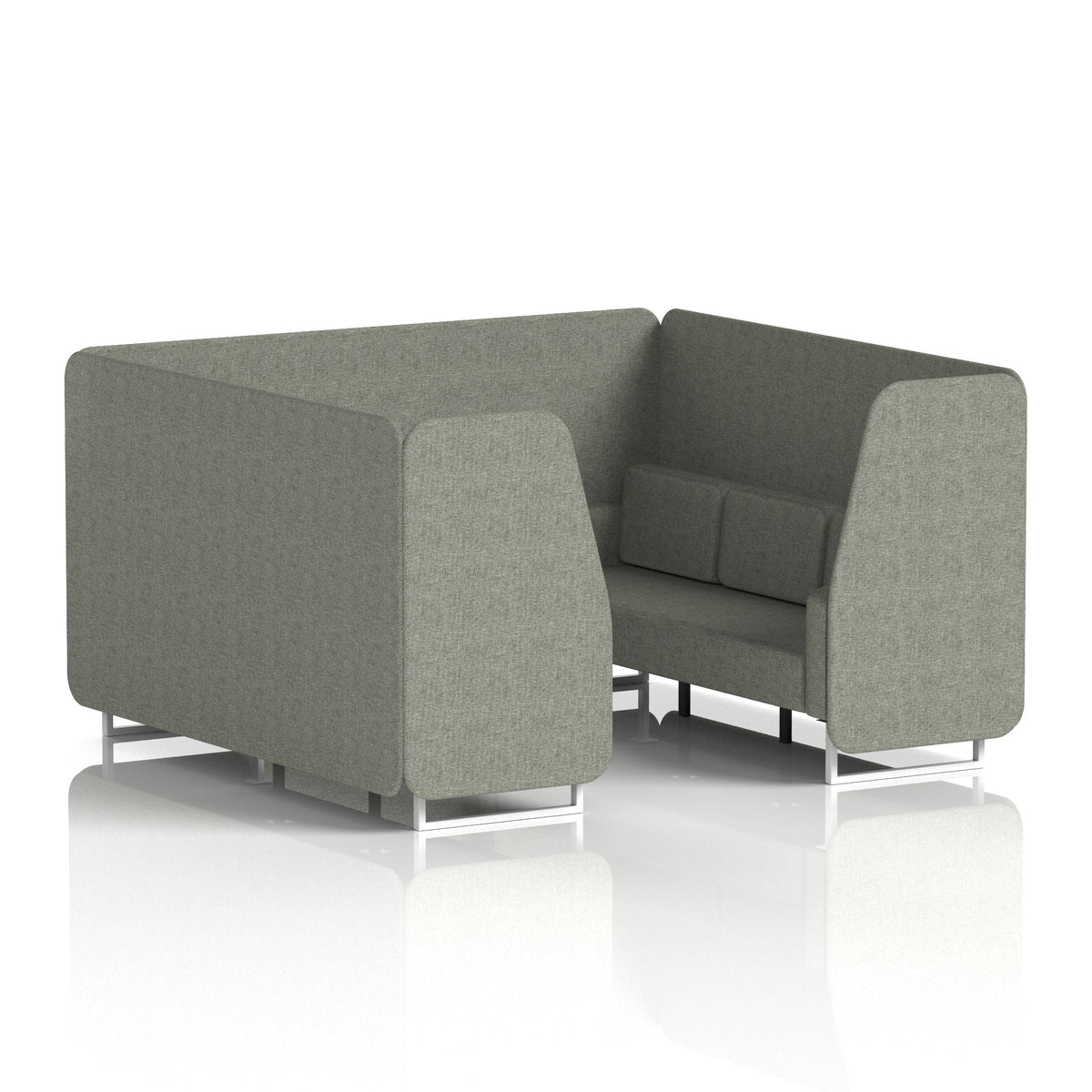 Commercial 6 Seater Privacy Booth – Single Tone – Crib 5 Rivet - Vitreous Panels And Sofa White - Industrious Decor