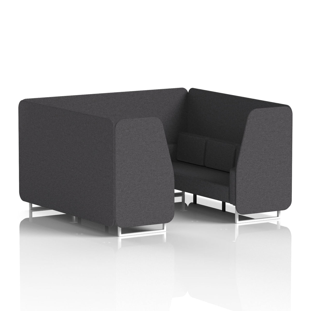 Commercial 6 Seater Privacy Booth – Single Tone – Crib 5 X2 - Arithmetic Panels And Sofa White - Industrious Decor
