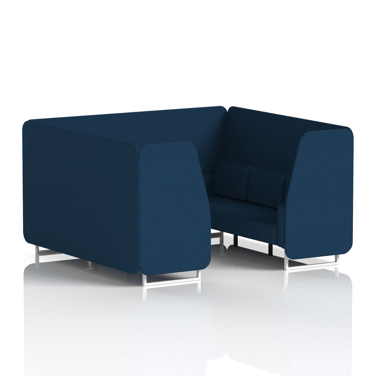 Commercial 6 Seater Privacy Booth – Single Tone – Crib 5 X2 - Calculus Panels And Sofa White - Industrious Decor
