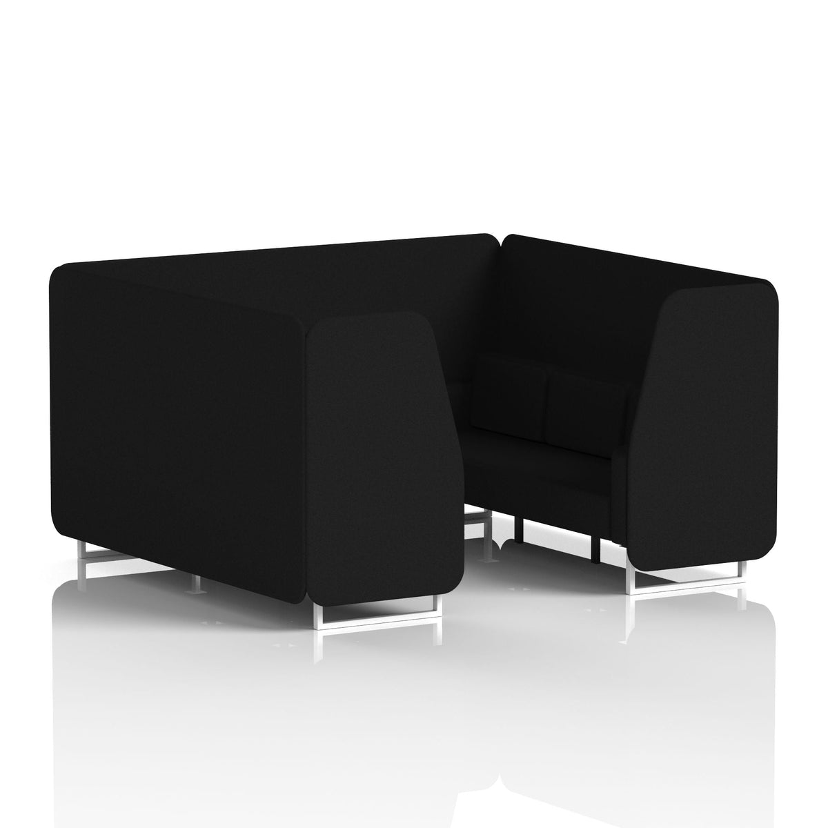 Commercial 6 Seater Privacy Booth – Single Tone – Crib 5 X2 - Diameter Panels And Sofa White - Industrious Decor