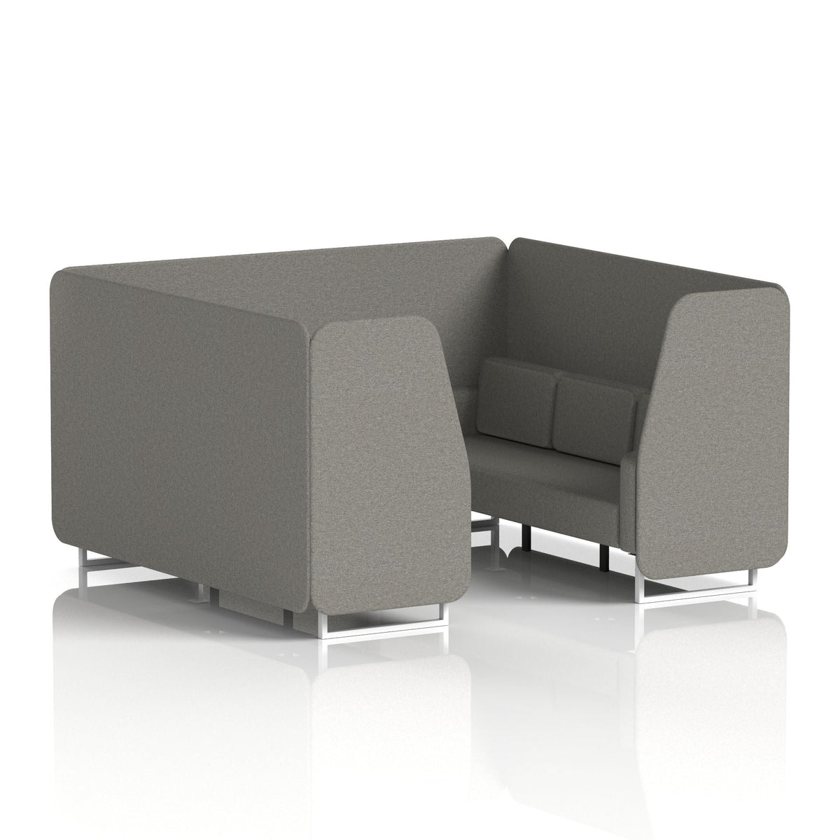 Commercial 6 Seater Privacy Booth – Single Tone – Crib 5 X2 - Number Panels And Sofa White - Industrious Decor