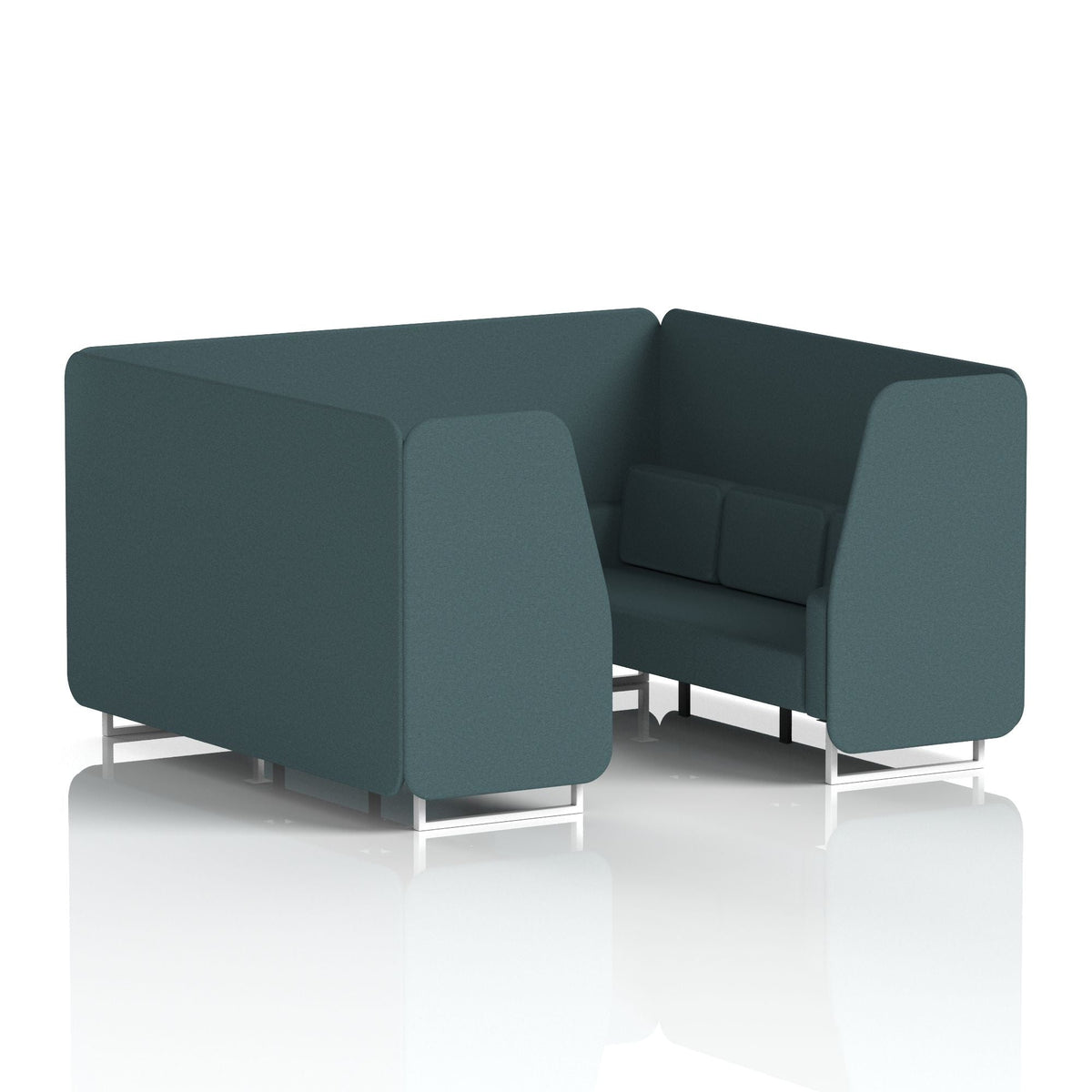 Commercial 6 Seater Privacy Booth – Single Tone – Crib 5 X2 - Polygon Panels And Sofa White - Industrious Decor