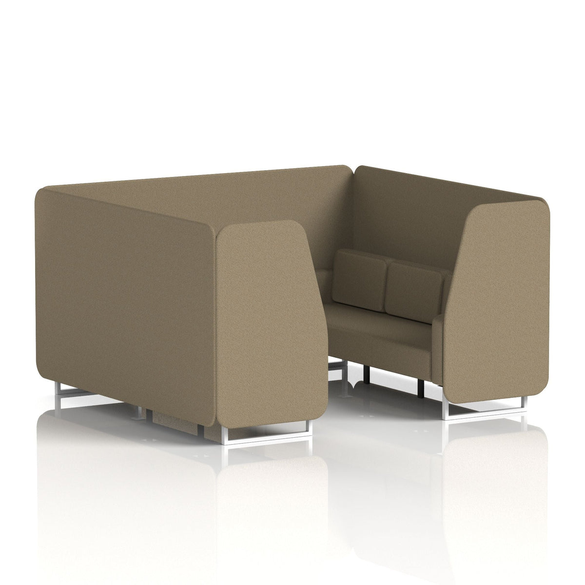 Commercial 6 Seater Privacy Booth – Single Tone – Crib 5 Main Line Flax - Bank Panels And Sofa White - Industrious Decor