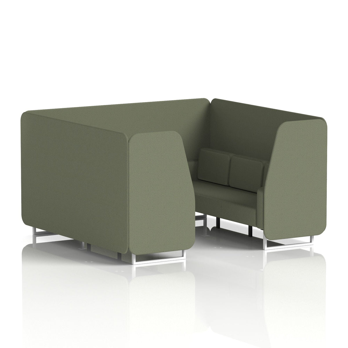 Commercial 6 Seater Privacy Booth – Single Tone – Crib 5 Main Line Flax - Monument Panels And Sofa White - Industrious Decor