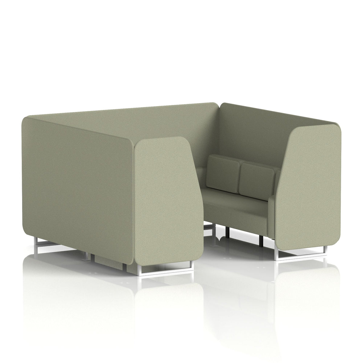 Commercial 6 Seater Privacy Booth – Single Tone – Crib 5 Main Line Flax - Newbury Panels And Sofa White - Industrious Decor