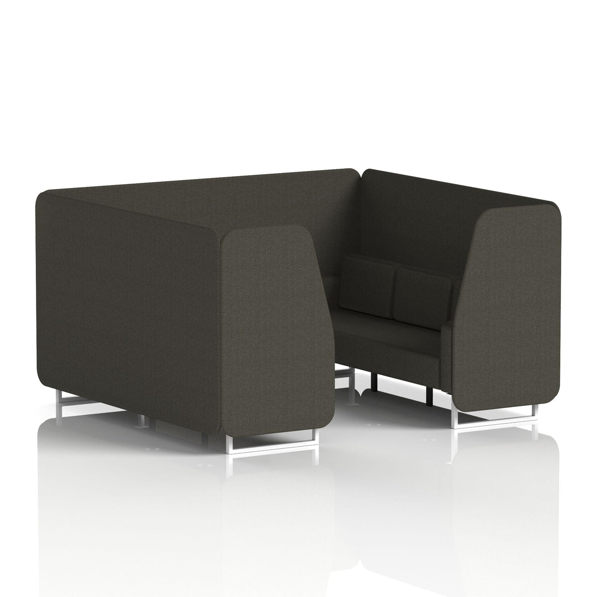 Commercial 6 Seater Privacy Booth – Single Tone – Crib 5 Main Line Flax - Temple Panels And Sofa White - Industrious Decor