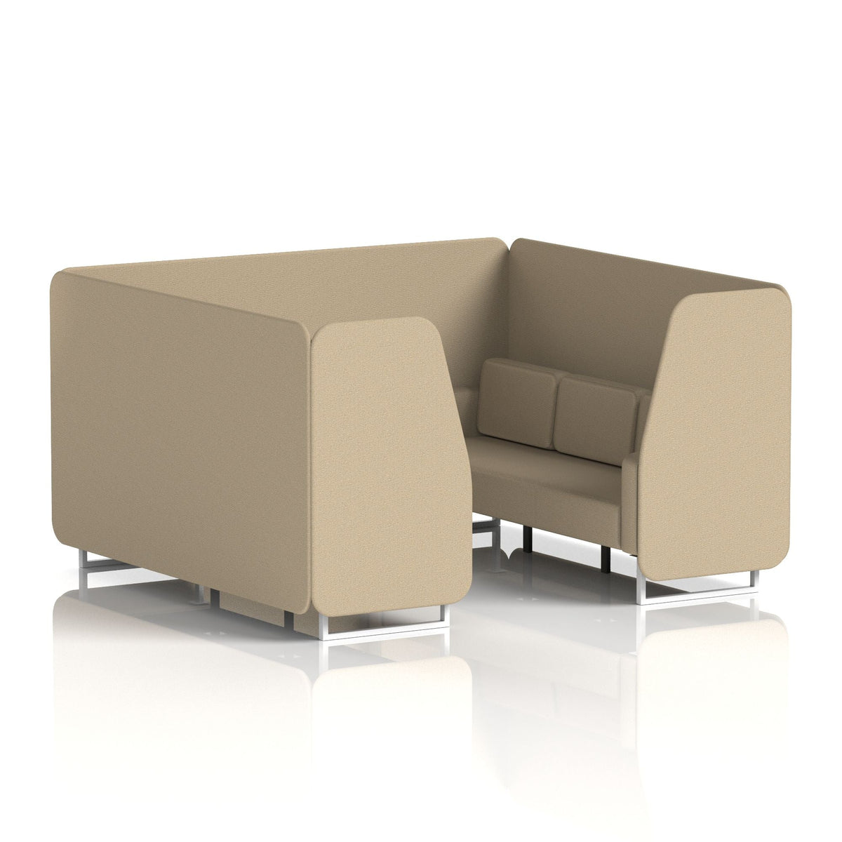 Commercial 6 Seater Privacy Booth – Single Tone – Crib 5 Main Line Flax - Upminster Panels And Sofa White - Industrious Decor