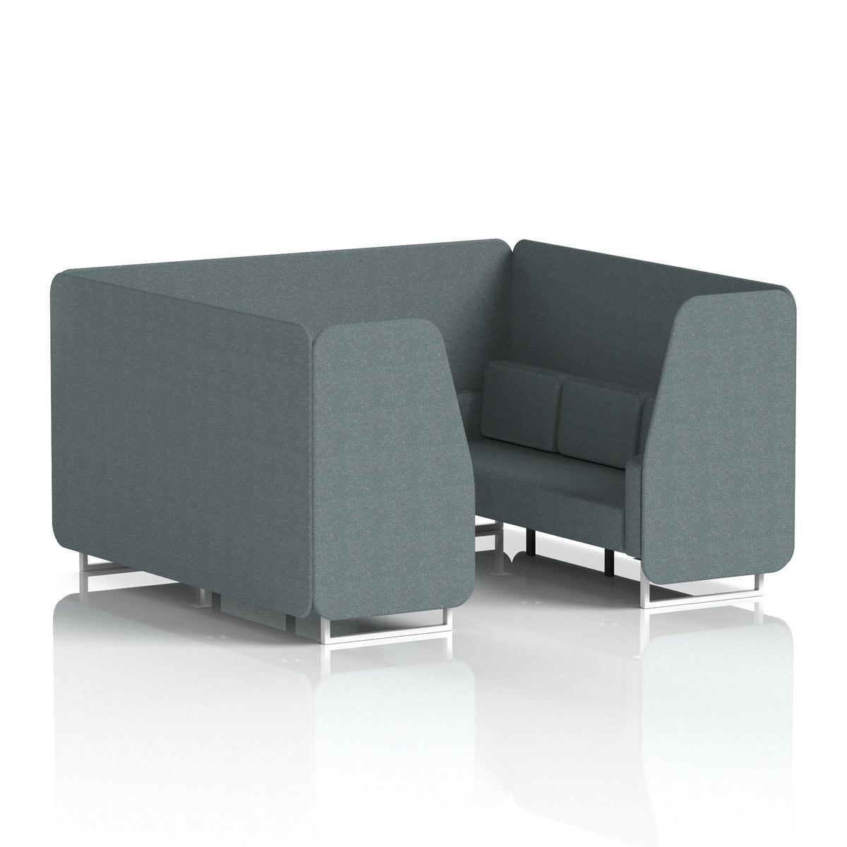 Commercial 6 Seater Privacy Booth – Single Tone – Crib 5 Main Line Flax - Westminster Panels And Sofa White - Industrious Decor
