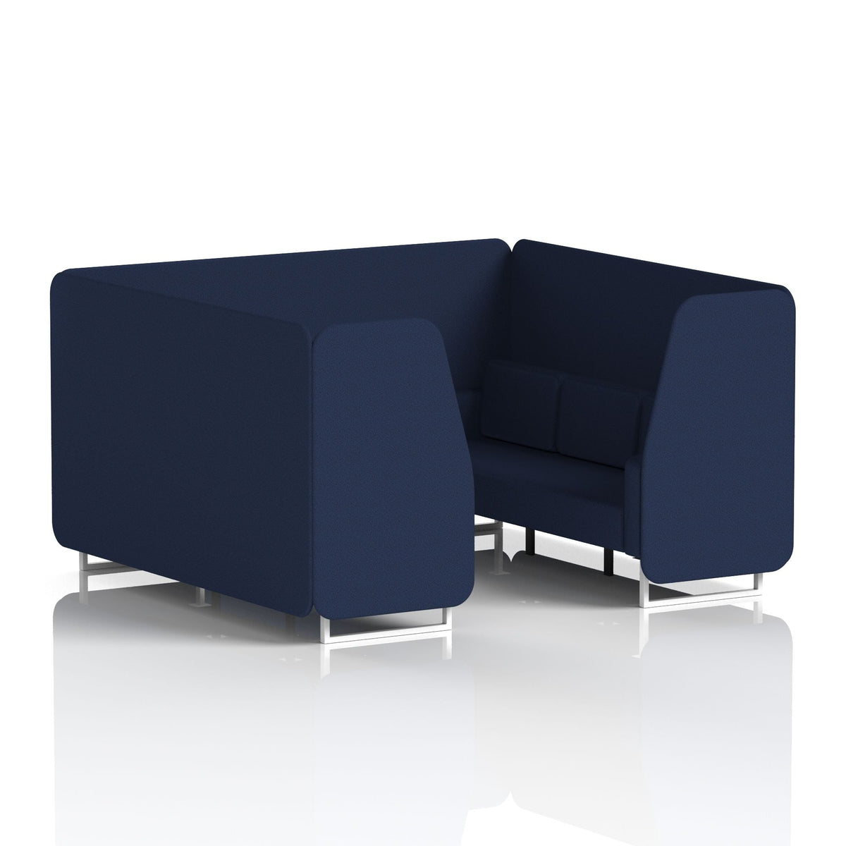 Commercial 6 Seater Privacy Booth – Single Tone – Crib 5 Synergy - Alike Panels And Sofa White - Industrious Decor