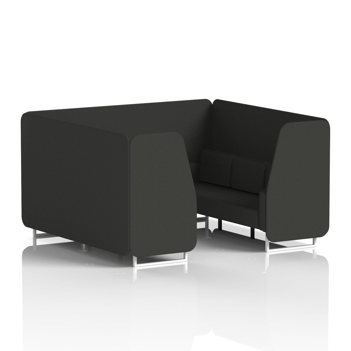 Commercial 6 Seater Privacy Booth – Single Tone – Crib 5 Synergy - Mix Panels And Sofa White - Industrious Decor