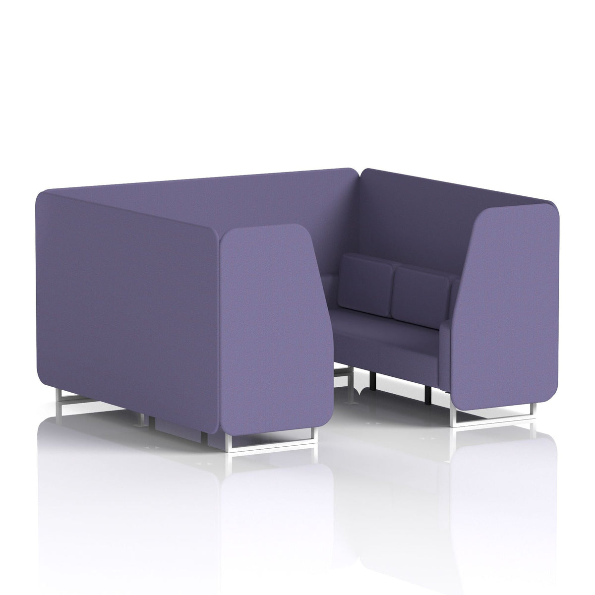 Commercial 6 Seater Privacy Booth – Single Tone – Crib 5 Synergy - Order Panels And Sofa White - Industrious Decor