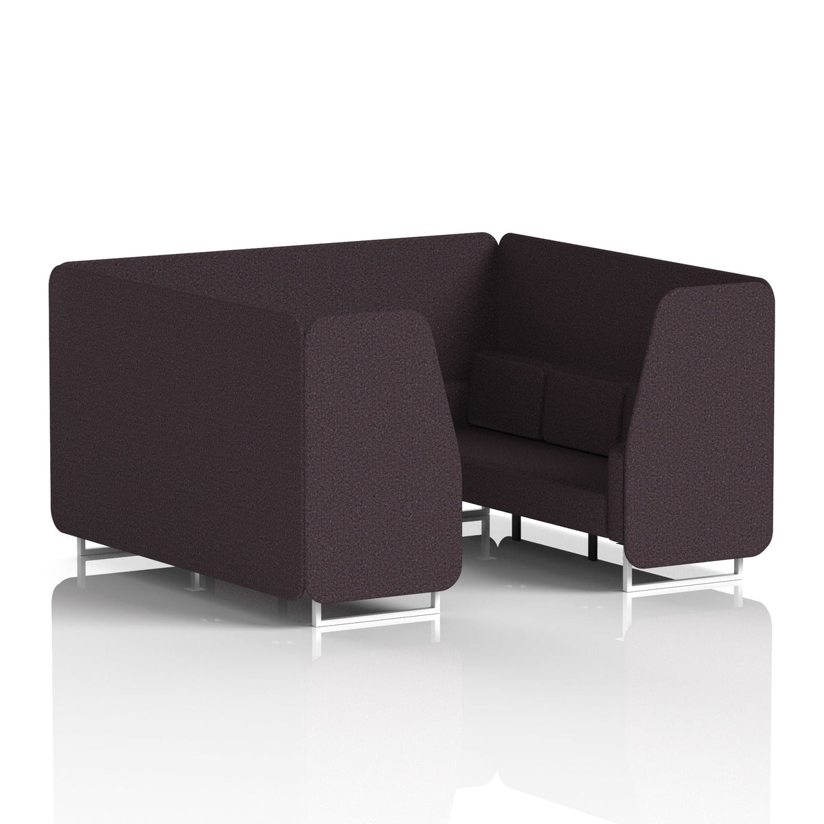 Commercial 6 Seater Privacy Booth – Single Tone – Crib 5 Synergy - Wed Panels And Sofa White - Industrious Decor