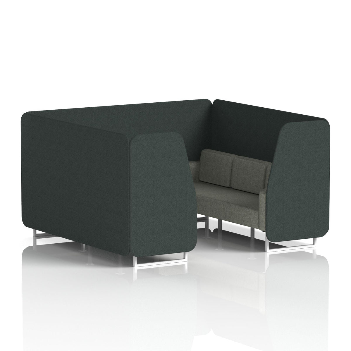 Commercial 6 Seater Privacy Booth – Two Tone – Crib 5 Rivet - Charcoal Panels And Vitreous Sofa White - Industrious Decor