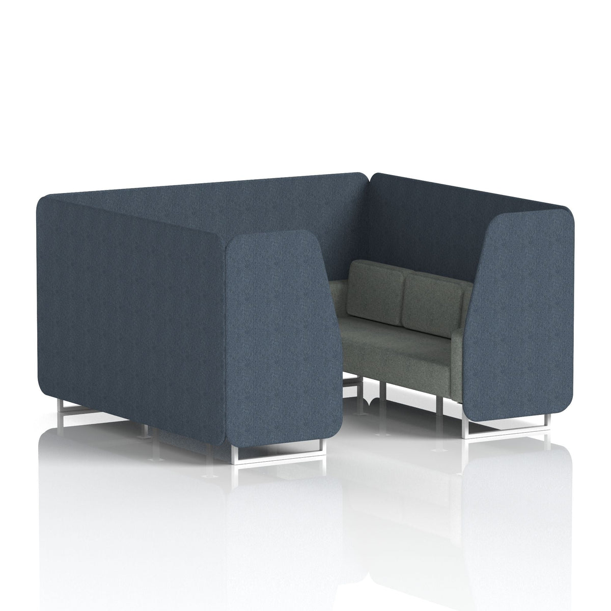 Commercial 6 Seater Privacy Booth – Two Tone – Crib 5 Rivet - Crucible Panels And Prime Sofa White - Industrious Decor