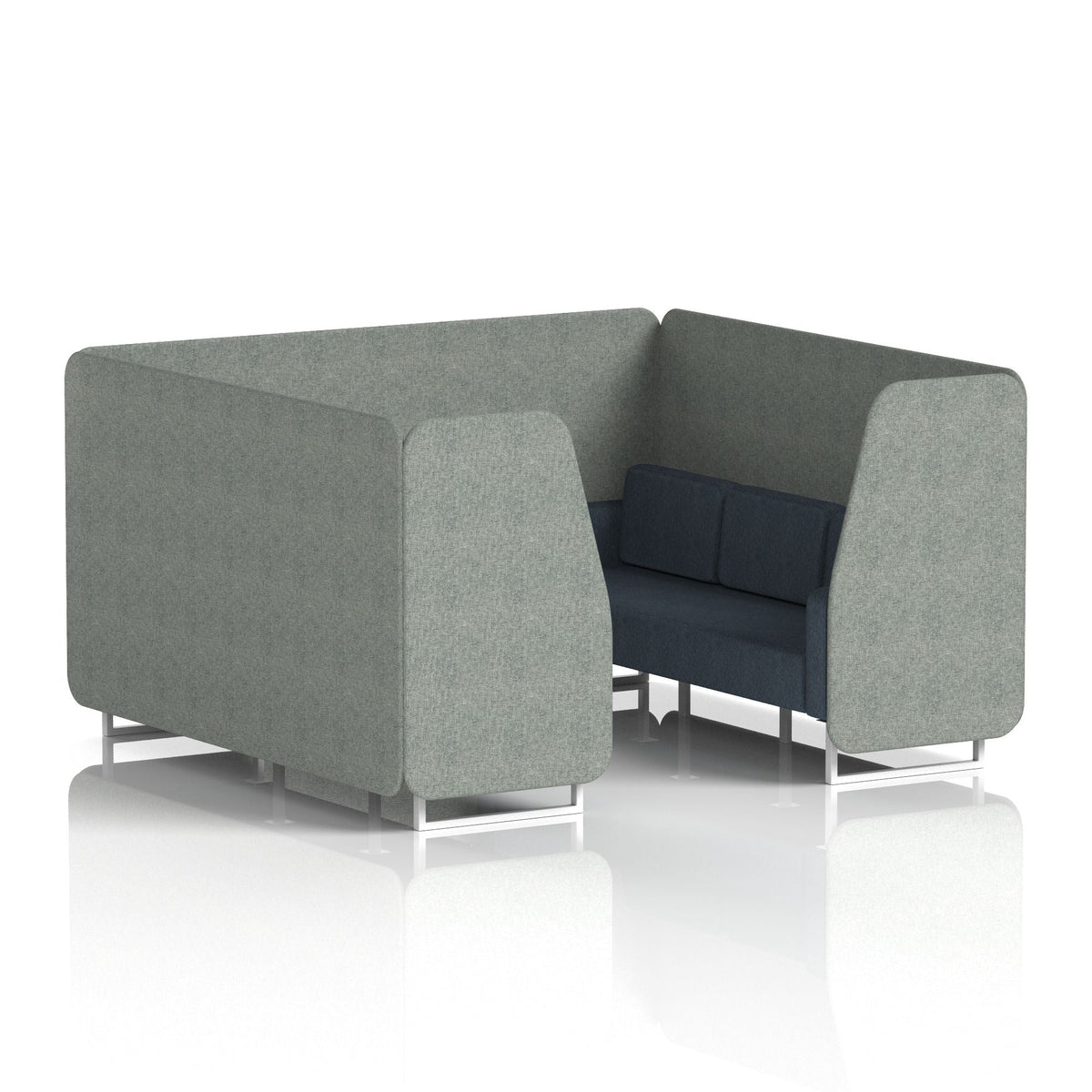 Commercial 6 Seater Privacy Booth – Two Tone – Crib 5 Rivet - Prime Panels And Crucible Sofa White - Industrious Decor