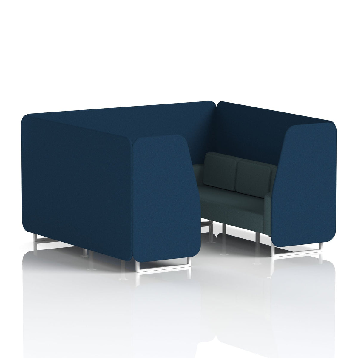 Commercial 6 Seater Privacy Booth – Two Tone – Crib 5 X2 - Calculus Panels And Polygon Sofa White - Industrious Decor