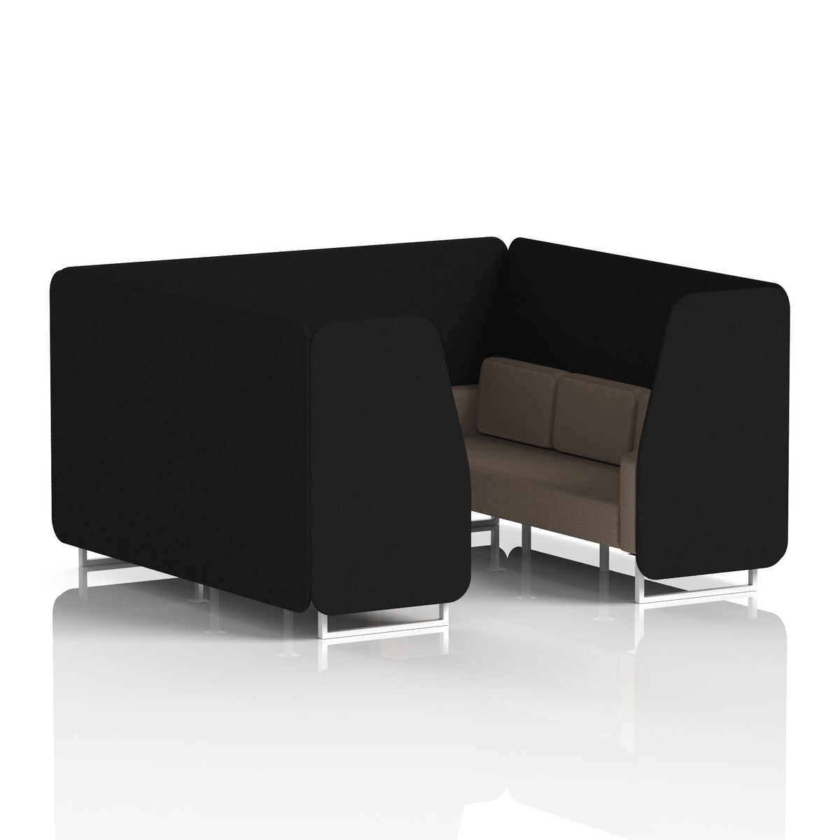 Commercial 6 Seater Privacy Booth – Two Tone – Crib 5 X2 - Diameter Panels And Theory Sofa White - Industrious Decor