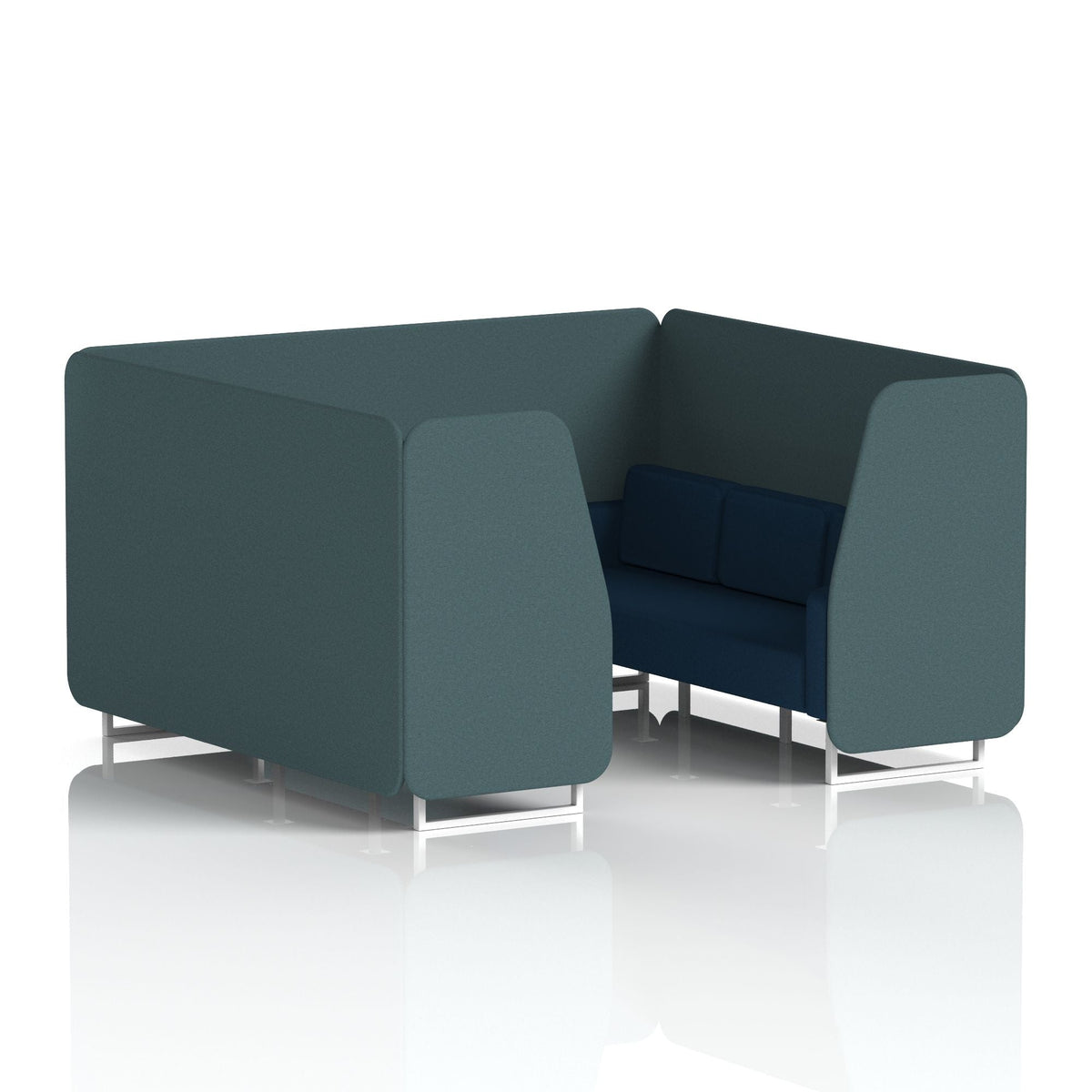 Commercial 6 Seater Privacy Booth – Two Tone – Crib 5 X2 - Polygon Panels And Calculus Sofa White - Industrious Decor