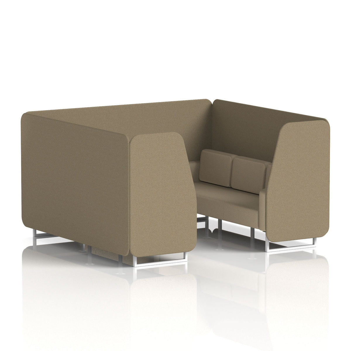 Commercial 6 Seater Privacy Booth – Two Tone – Crib 5 Main Line Flax - Bank Panels And Upminster Sofa White - Industrious Decor