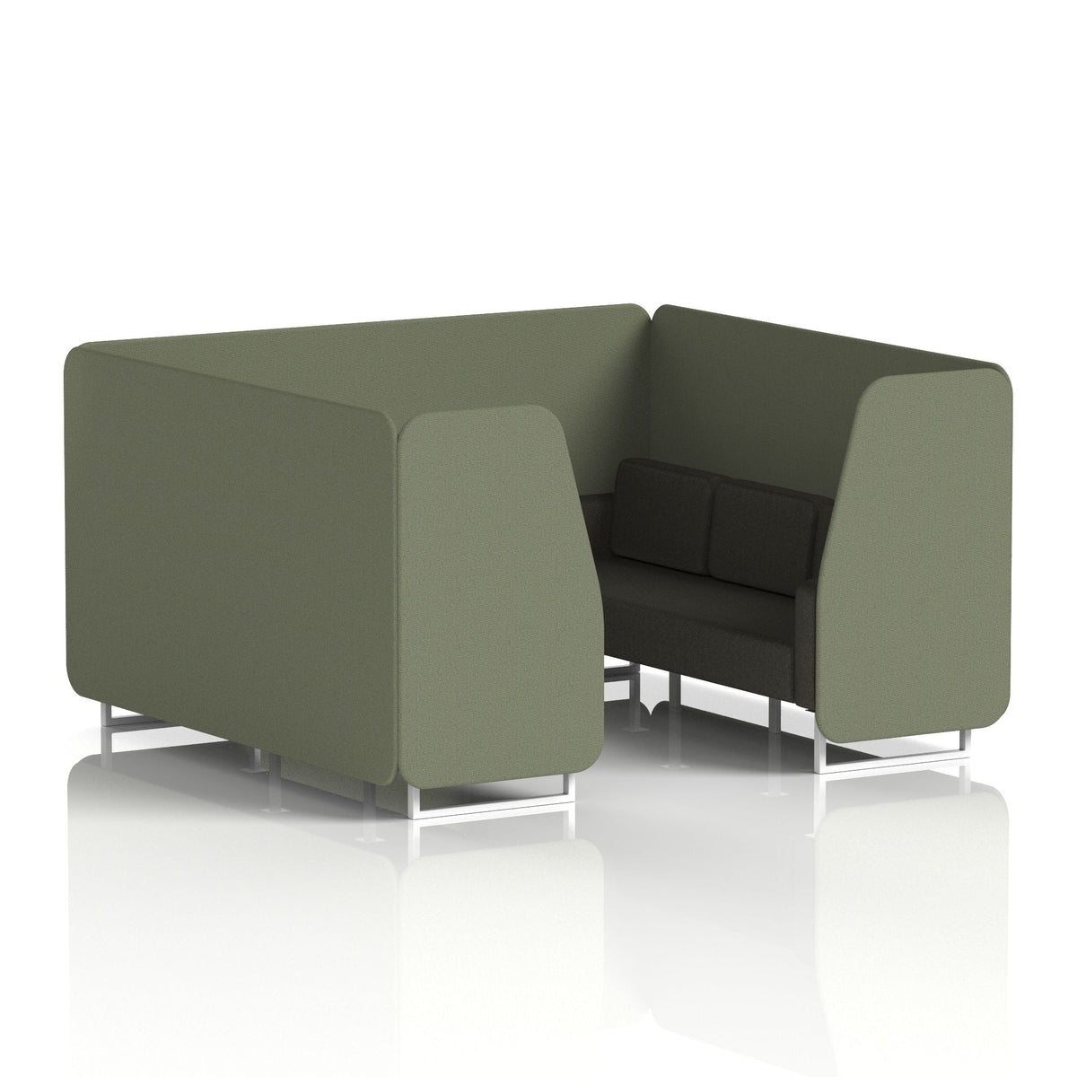 Commercial 6 Seater Privacy Booth – Two Tone – Crib 5 Main Line Flax - Monument Panels And Temple Sofa White - Industrious Decor