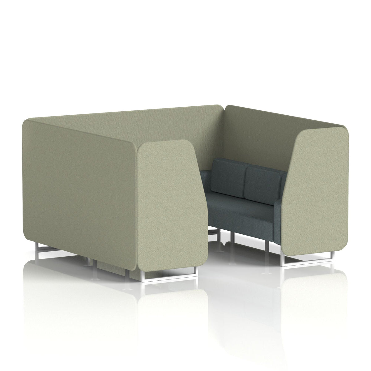 Commercial 6 Seater Privacy Booth – Two Tone – Crib 5 Main Line Flax - Newbury Panels And Westminster Sofa White - Industrious Decor