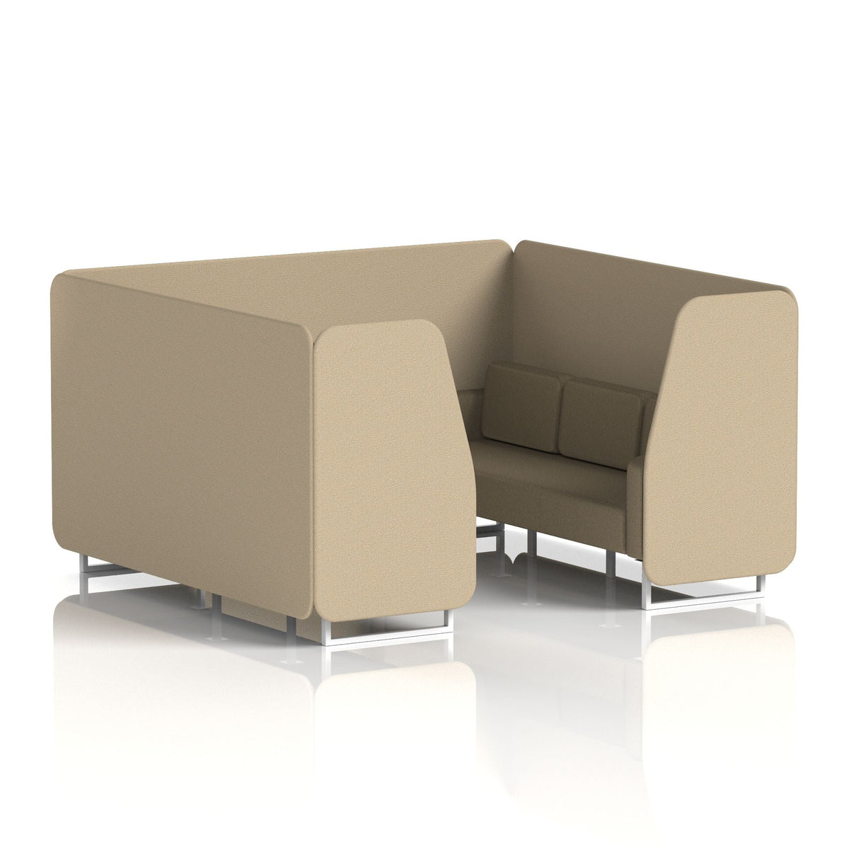 Commercial 6 Seater Privacy Booth – Two Tone – Crib 5 Main Line Flax - Upminster Panels And Bank Sofa White - Industrious Decor