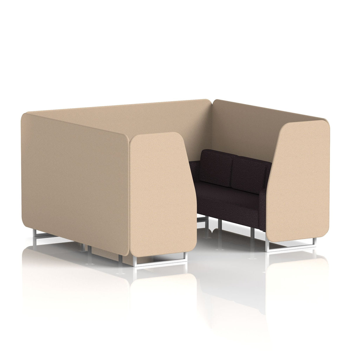 Commercial 6 Seater Privacy Booth – Two Tone – Crib 5 Synergy - Affix Panels And Wed Sofa White - Industrious Decor