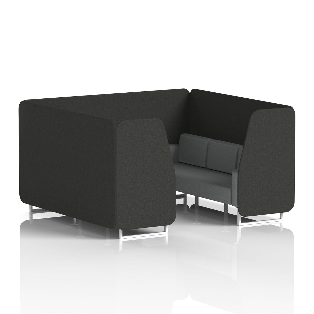 Commercial 6 Seater Privacy Booth – Two Tone – Crib 5 Synergy - Mix Panels And Partner Sofa White - Industrious Decor